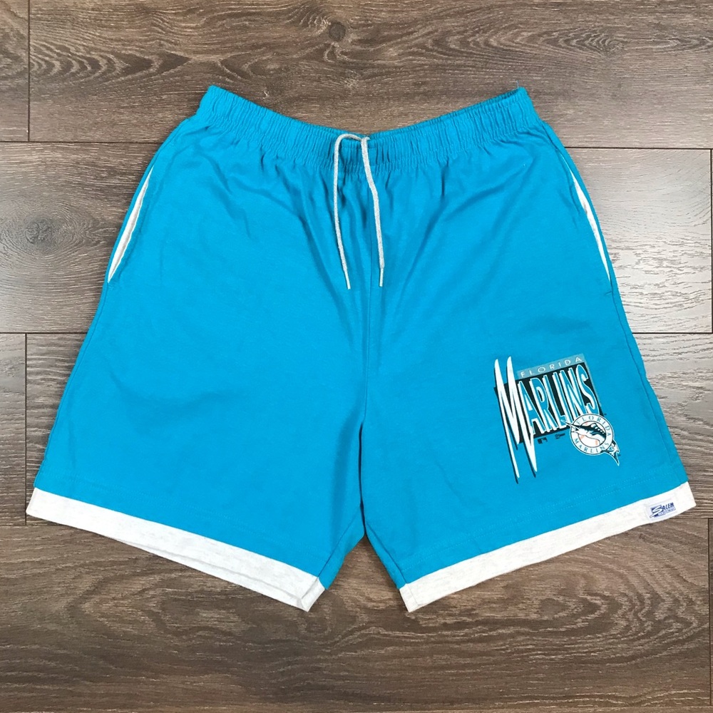 Salem Sportswear Mens Vintage 90’s MLB Florida Marlins Athletic Baseball Shorts